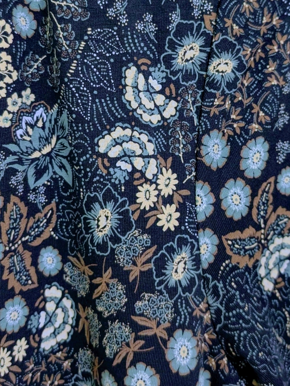 Pact Organic Cotton Floral V-Neck Midi Dress Pockets Tie Waist Blue L - Picture 5 of 8